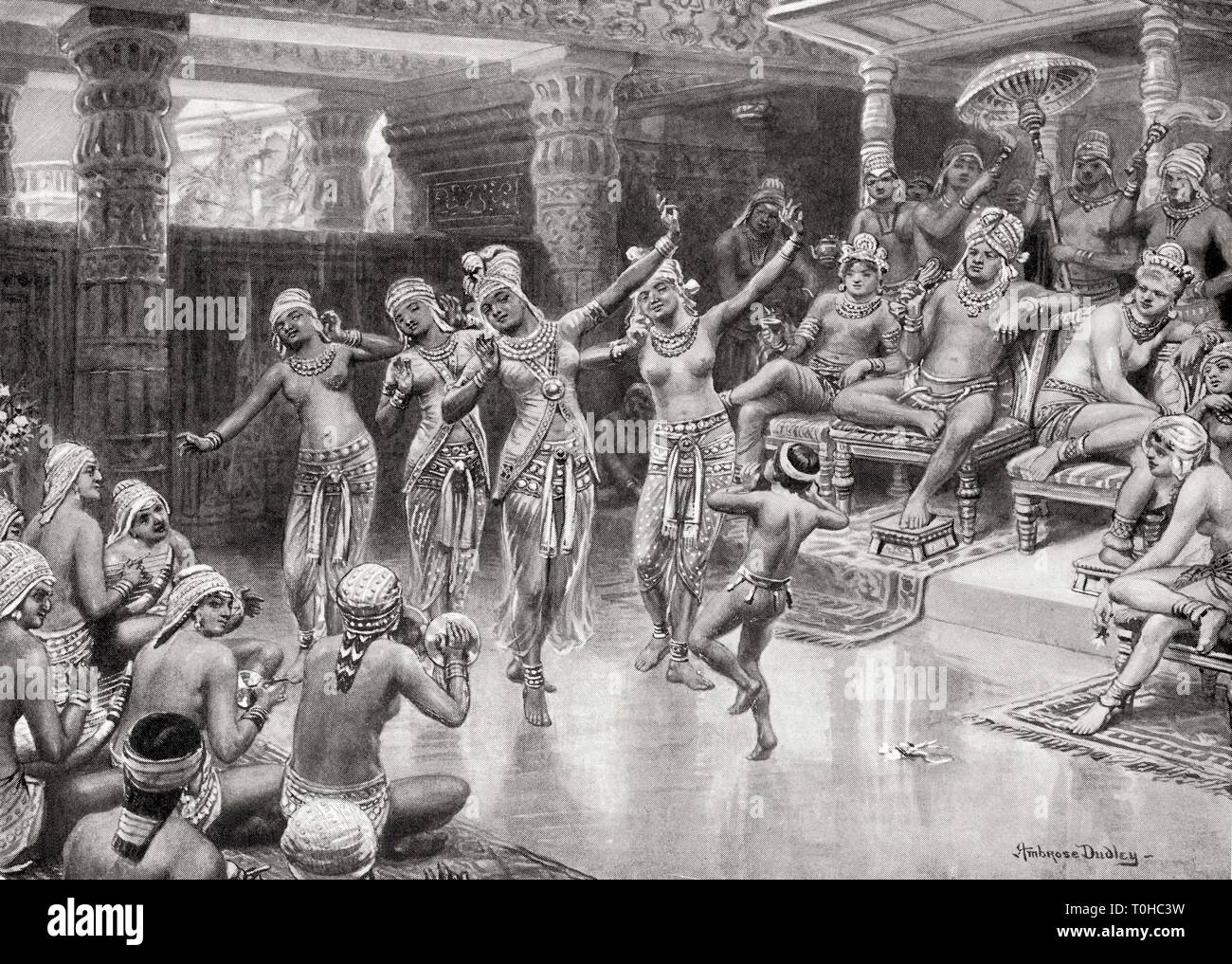 Künstlerische Darstellung des Gautamiputra Satakarni feiern Sieg über Nahapana Stockfoto