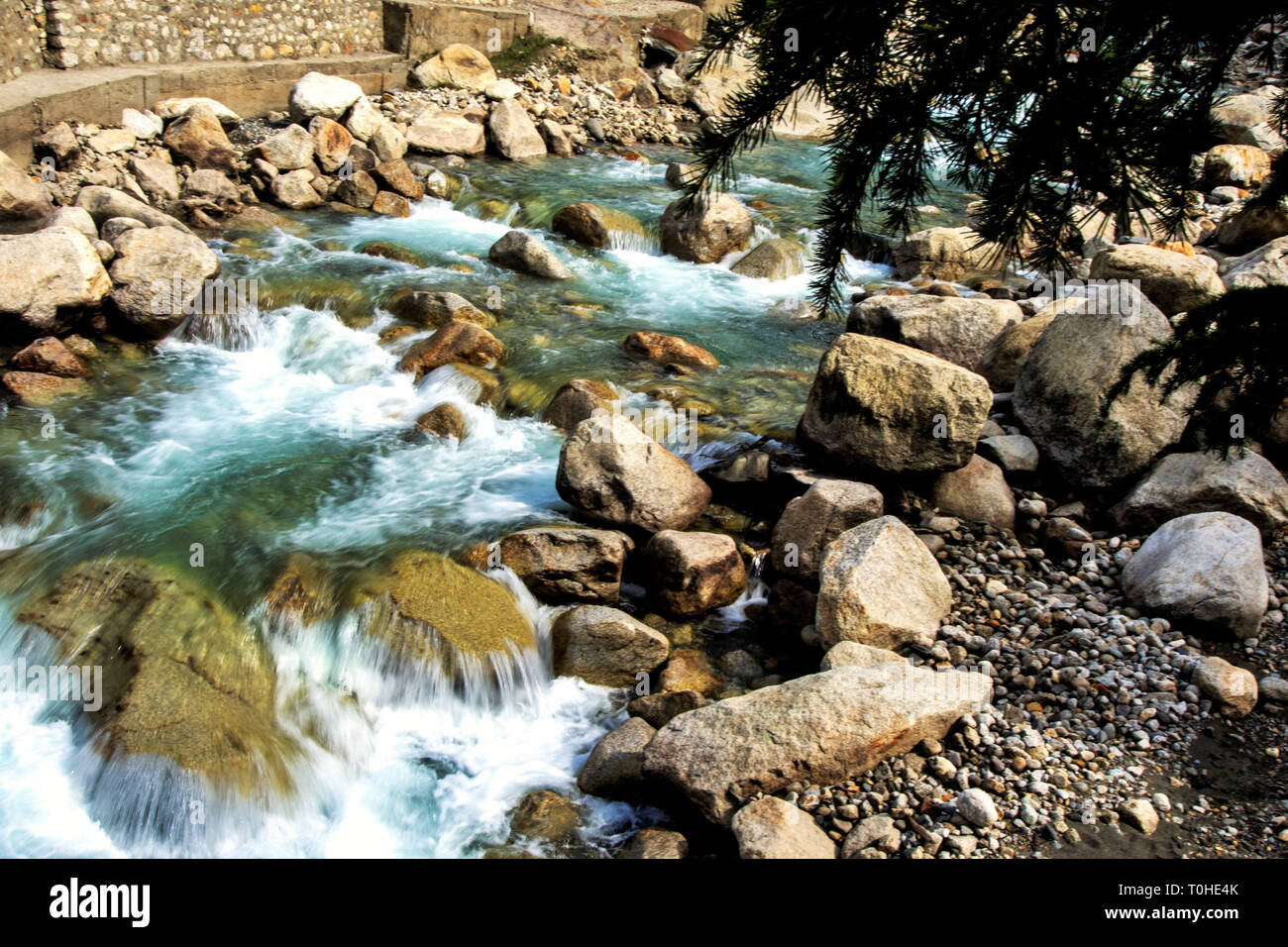 Bhagirathi Fluss, Harsil, Uttarakhand, Indien, Asien Stockfoto