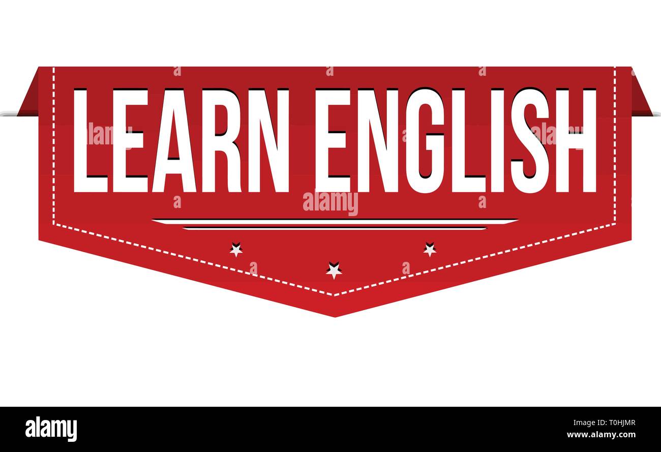 Englisch lernen - Banner Design auf weißem Hintergrund, Vector Illustration Stock Vektor