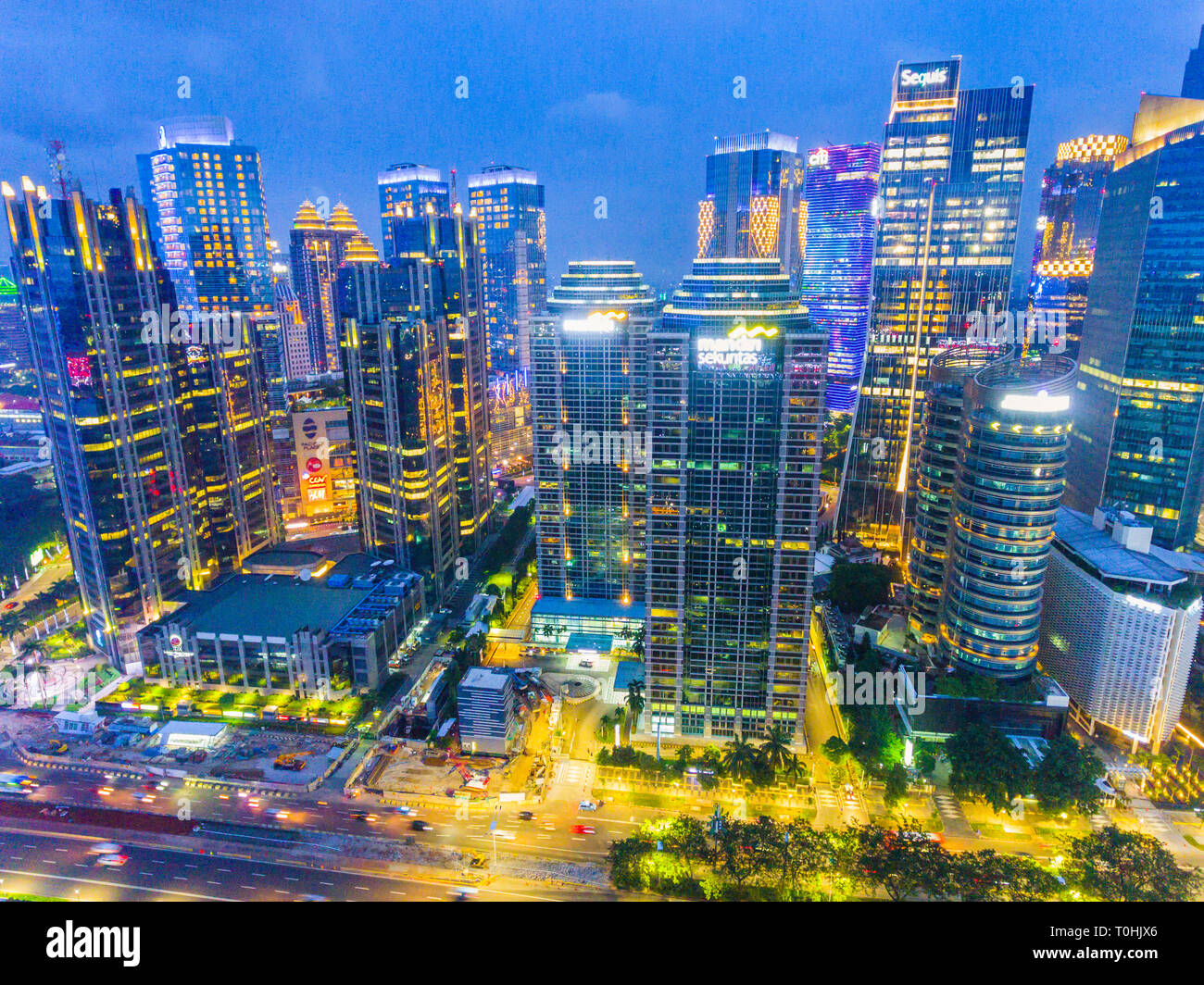 Von Jakarta Finanzviertel von SCBD (Sudirman Central Business District), die Börse von Jakarta gehören Stockfoto