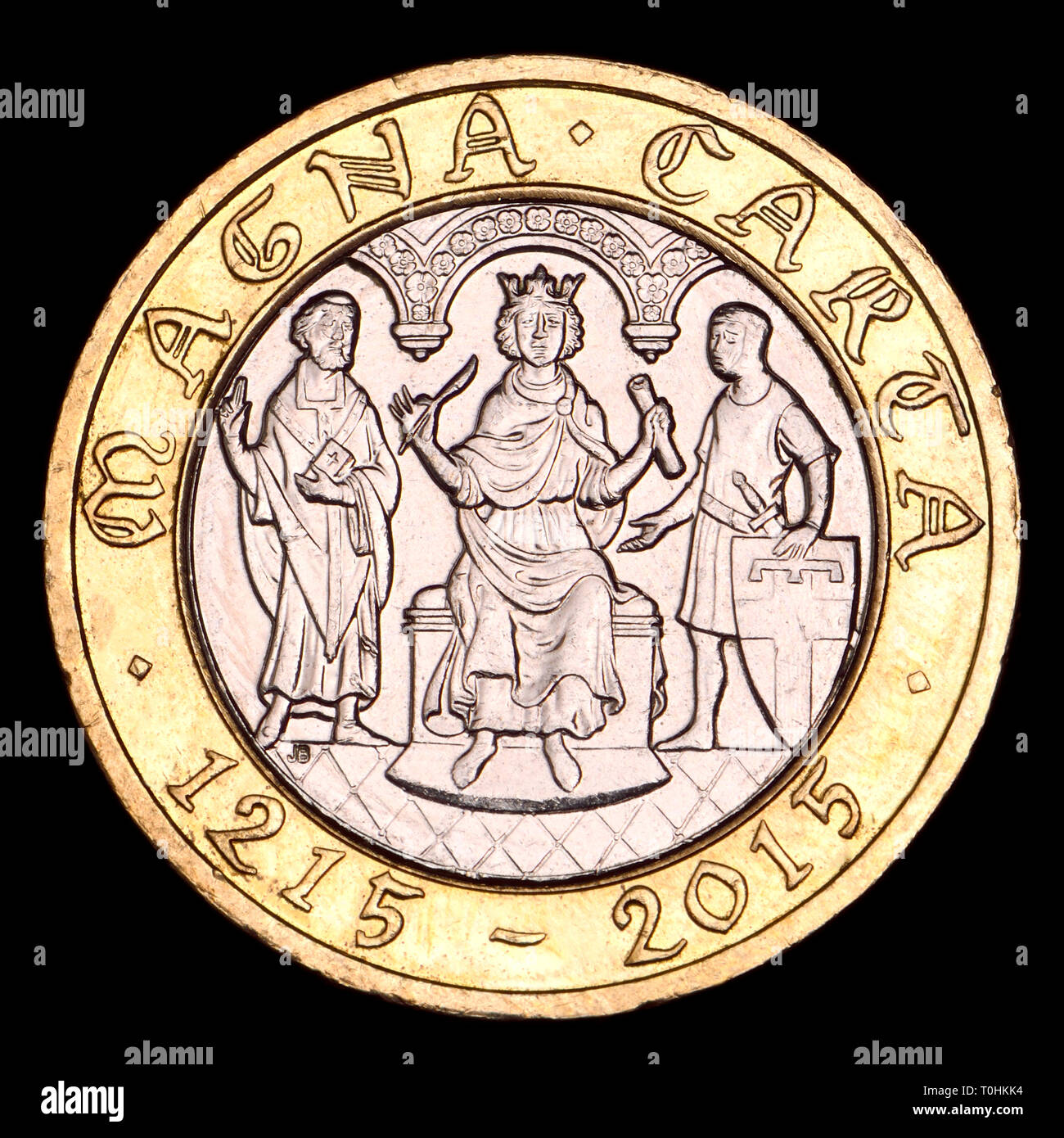 Britische bimetallischen £ 2 Münze. Zur 800-Jahrfeier der Magna Carta (2015) Stockfoto