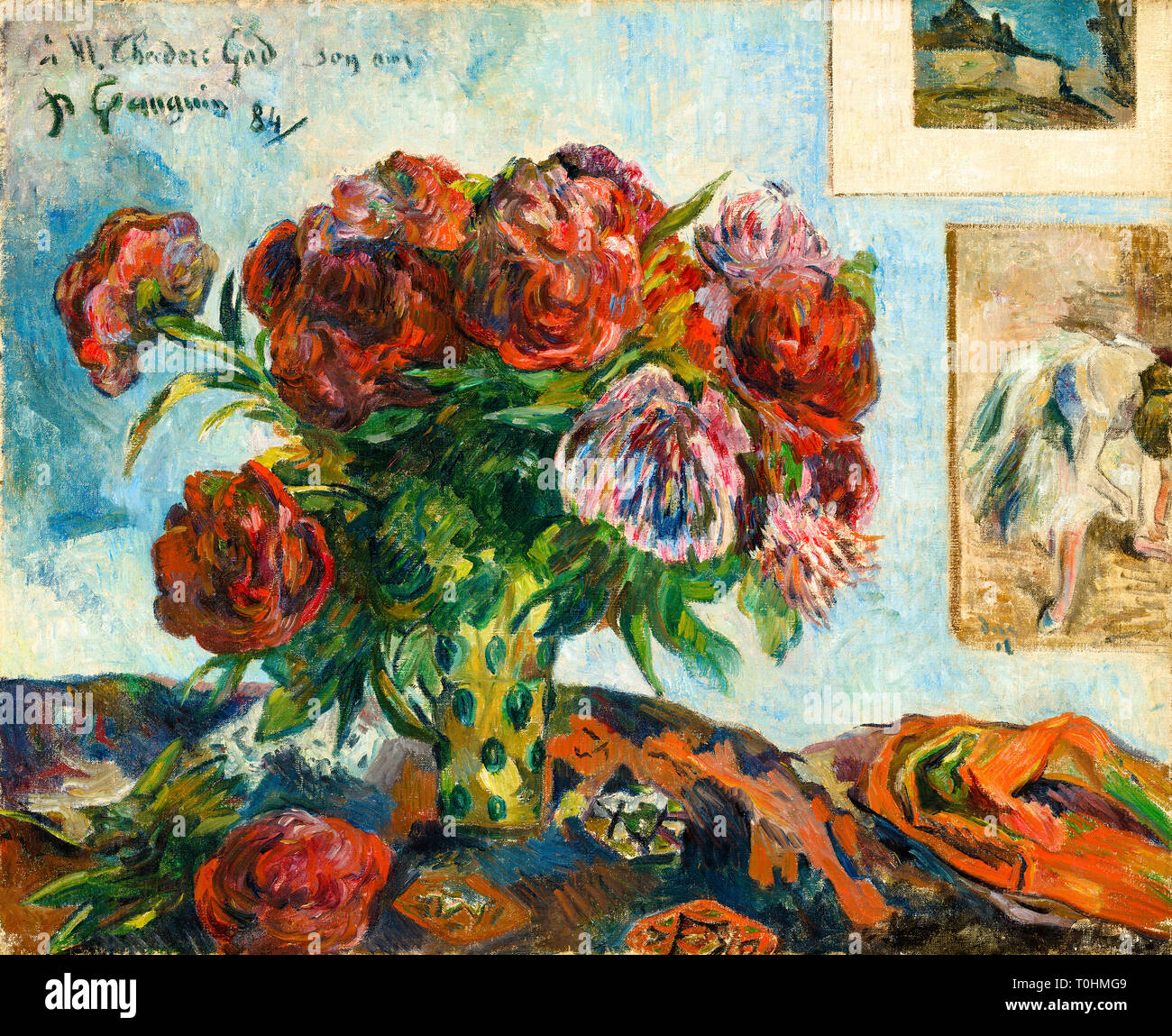 Paul Gauguin, Stillleben mit Pfingstrosen, Malerei, 1884. Stockfoto