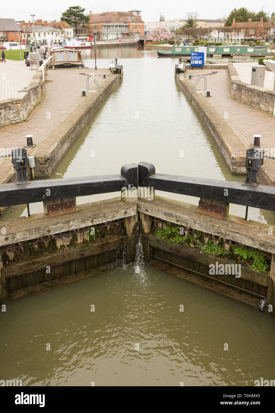 Canal Basin und verriegeln, Stratford-upon-Avon - England Großbritannien Stockfoto