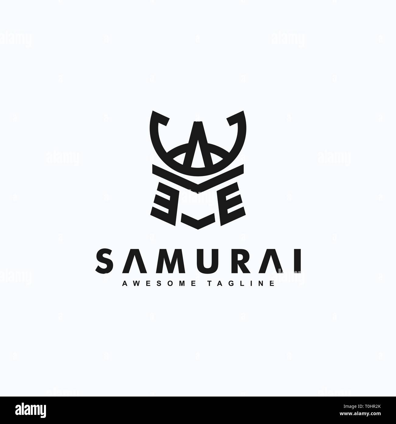 Abstrakte Samurai Kunst Konzeption Illustration Vektor Design vorlage. Geeignet für kreative Industrie, Multimedia, Entertainment, Ausbildungen, Shop, und Alle Stock Vektor