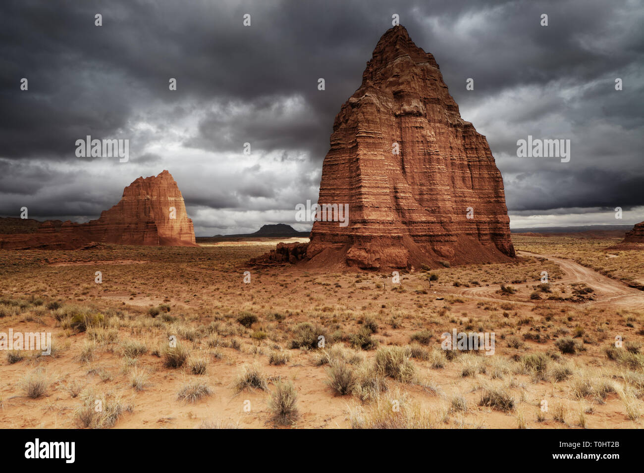Tempel des Mondes im Cathedral Valley, Capitol Reef National Park, Utah, USA Stockfoto