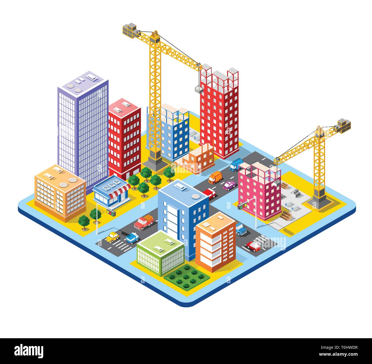 Modul isometrische Stadt Häuser Stock Vektor