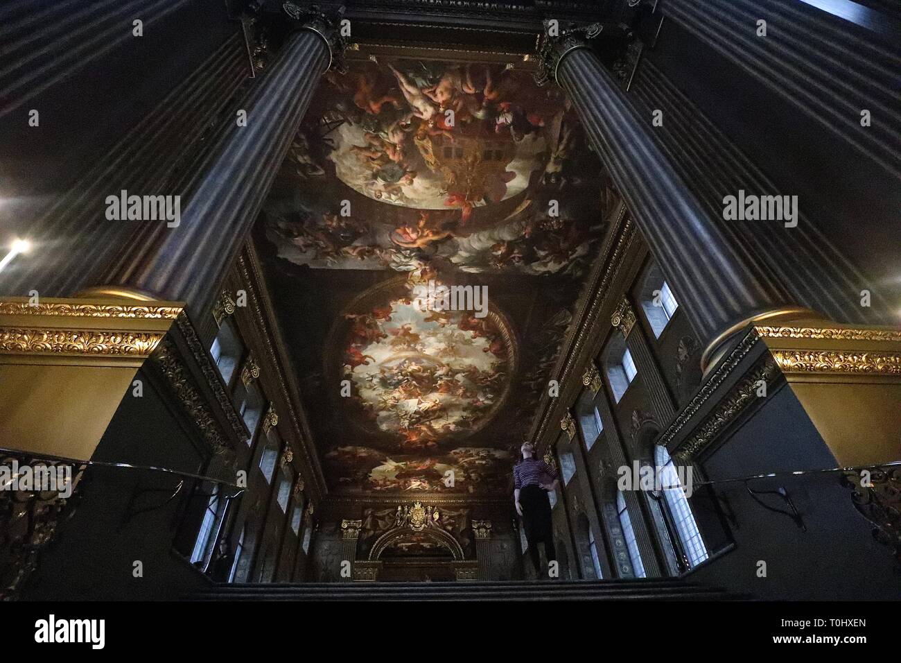 Old Royal Naval College Greenwich, die bemalten Halle vom 22. März 2019 Stockfoto