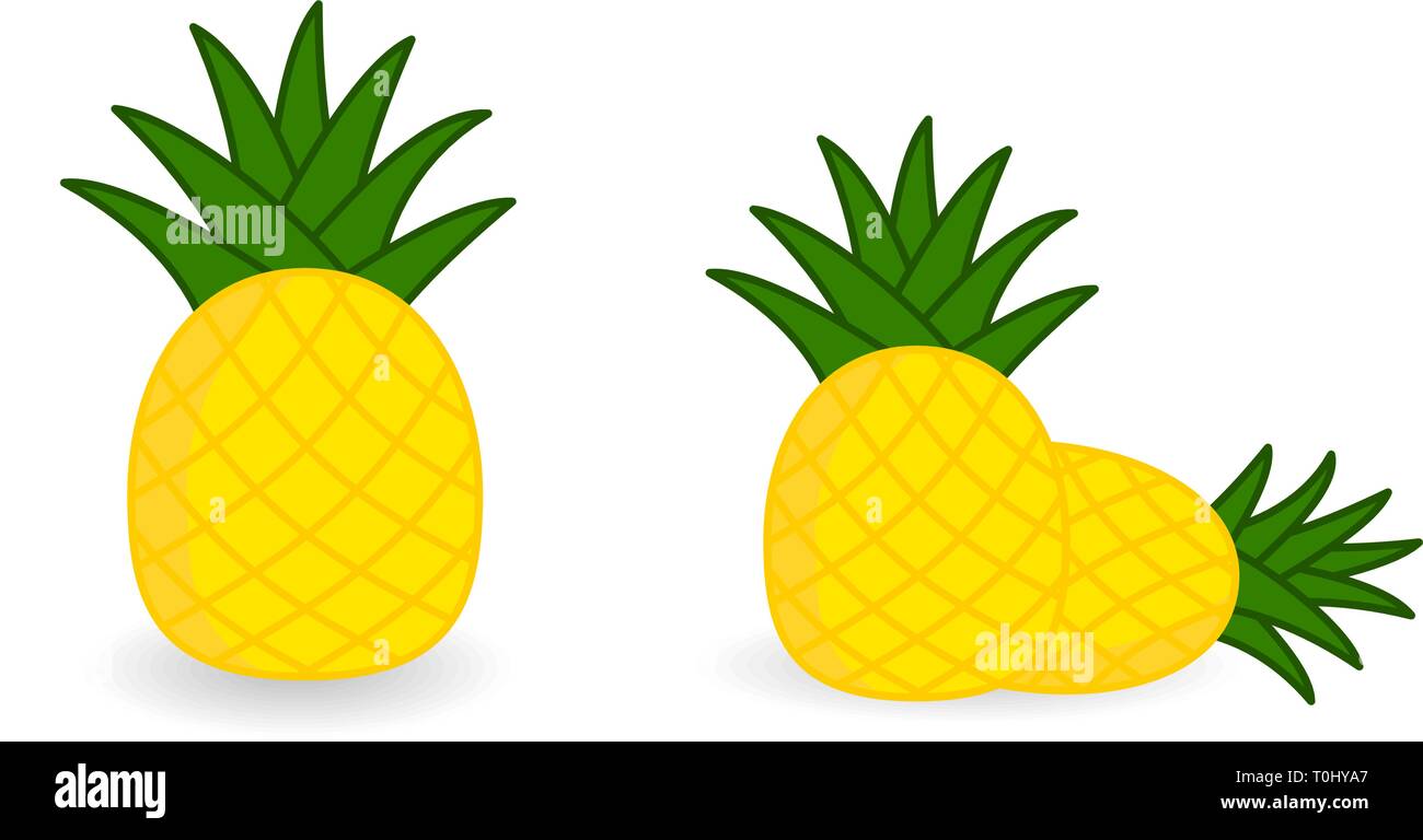 Einfache Ananas Symbol, Version mit Einzel- und zwei Früchte. Stock Vektor