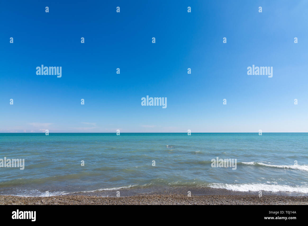 Blauer Himmel über den Lake Michigan. Racine, Wisconsin, USA Stockfoto