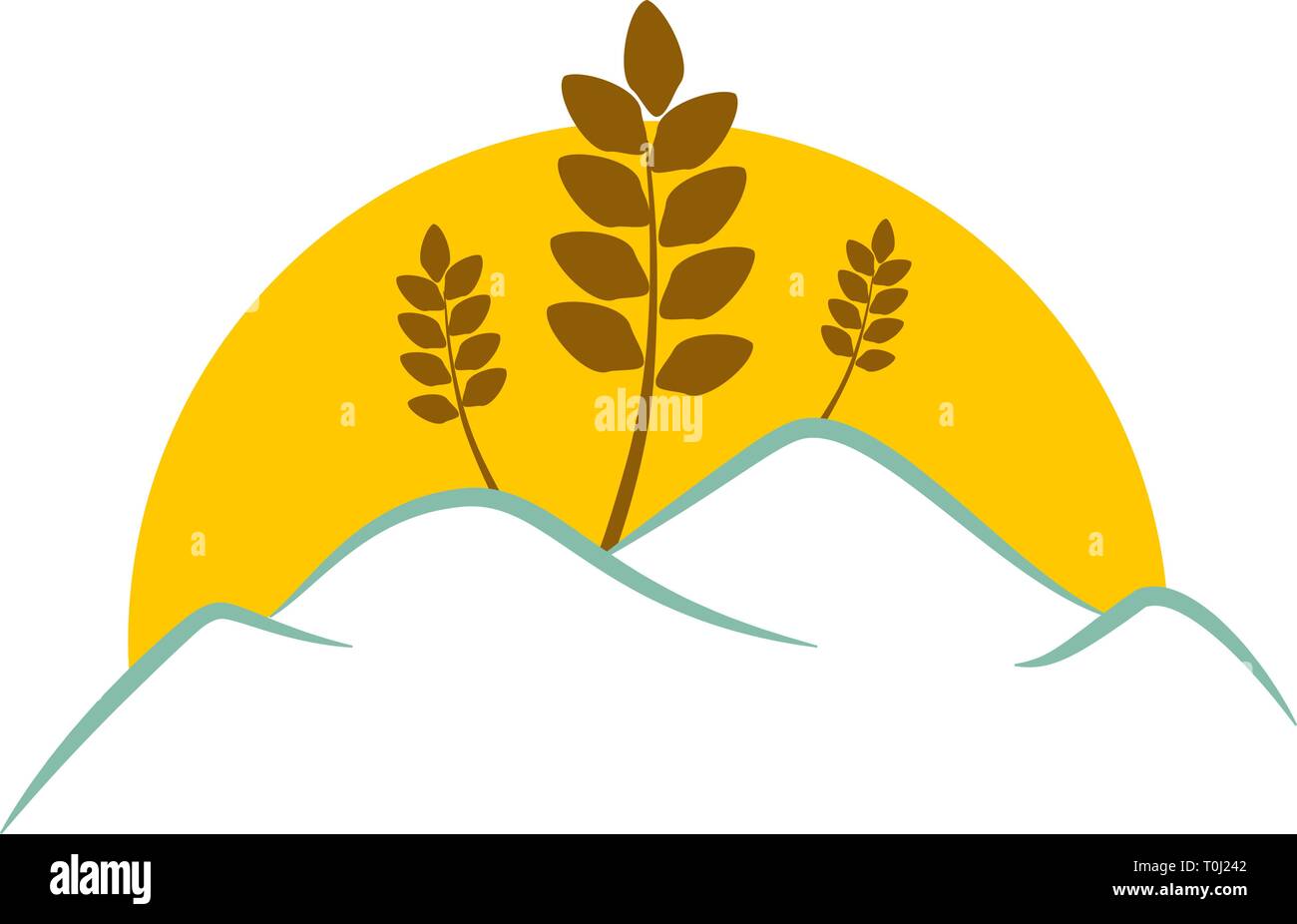 Moderne Landwirtschaft Business grafik design Vektor mit der untergehenden Sonne hinter Hügeln und Weizen Stock Vektor