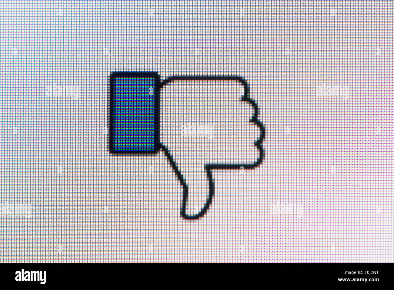 Ein Daumen nach unten oder Abneigung Symbol auf der Basis der Facebook wie Symbol (nur redaktionelle Nutzung) Stockfoto