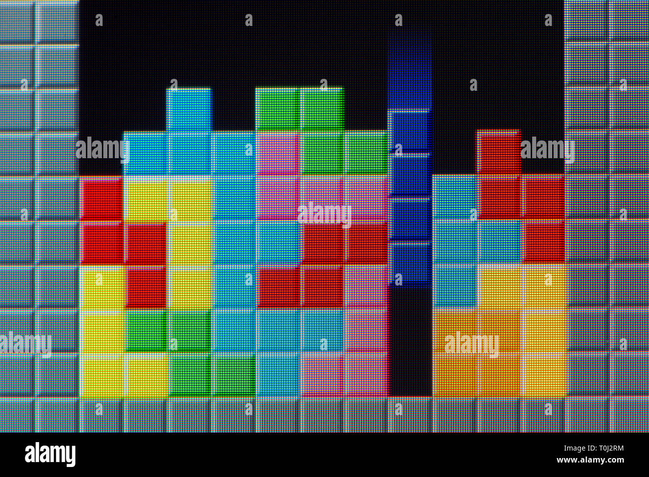 Ein Tetris Spiel läuft auf einem Bildschirm (nur redaktionelle Nutzung) gesehen. Stockfoto