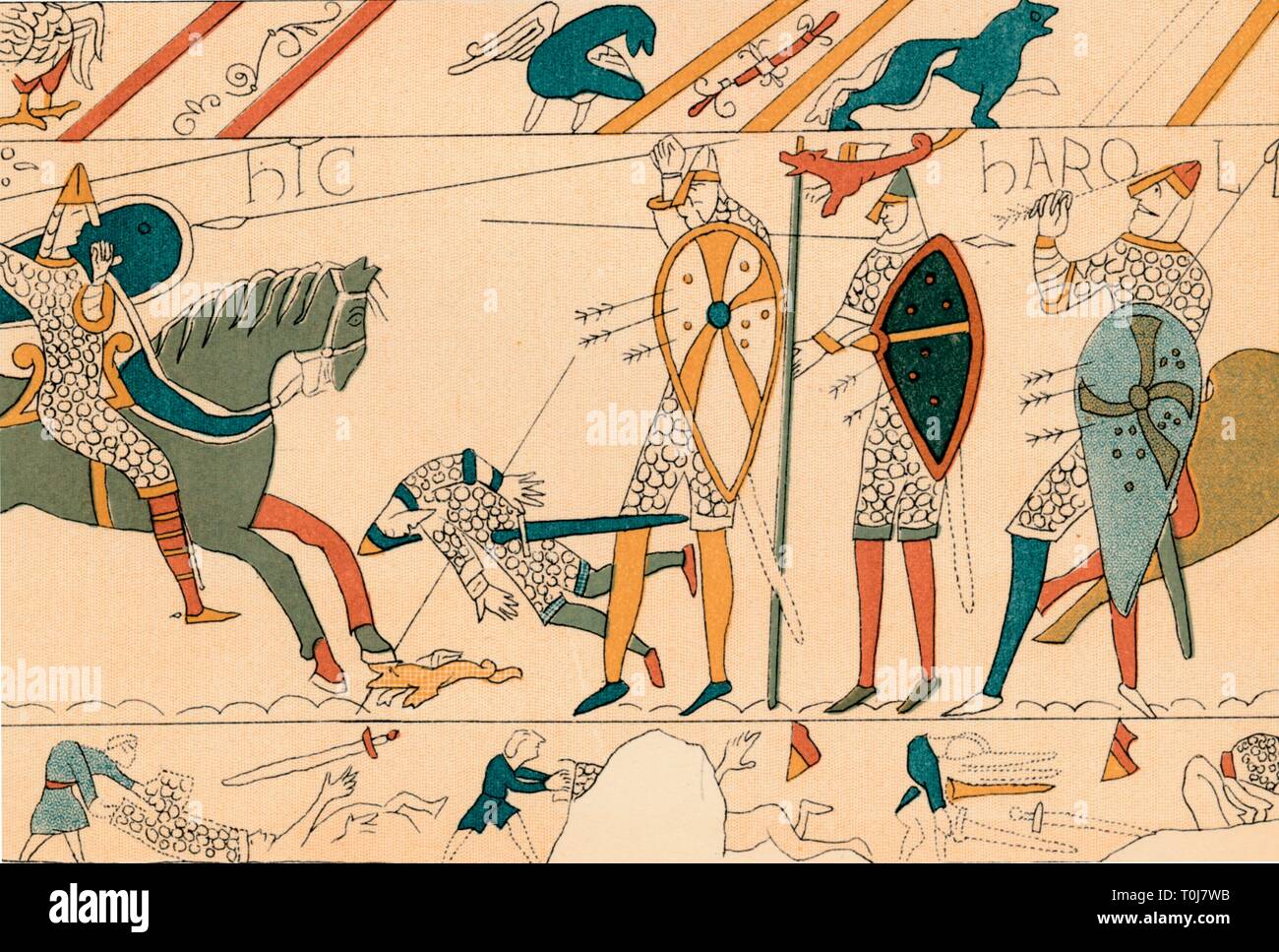 "Schlacht von Hastings & Tod von Harold', (19?). Schöpfer: Unbekannt. Stockfoto