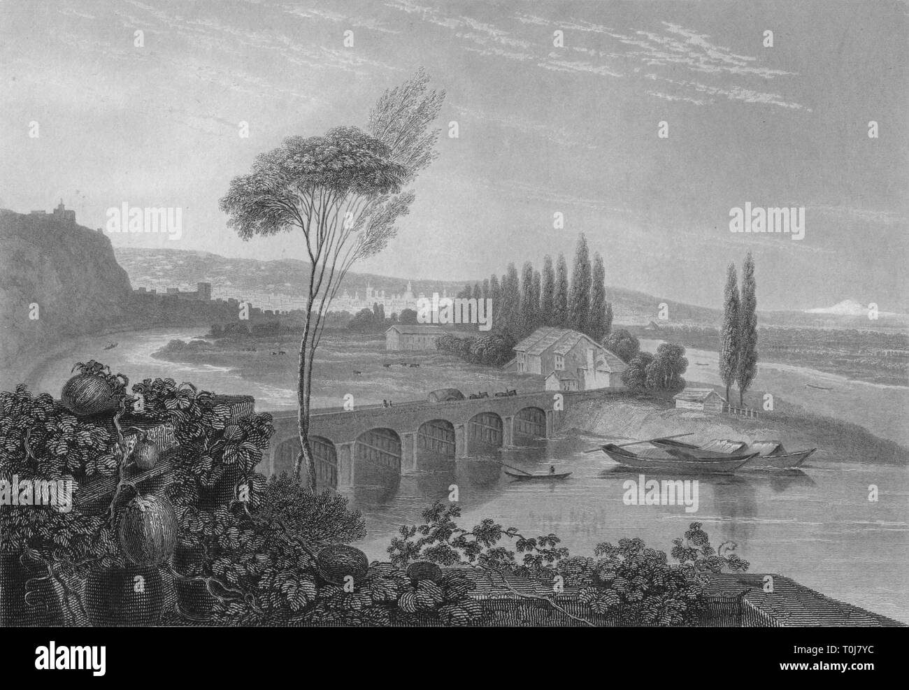 "Lyons, von der Mündung der Rhone & Saone", 1827. Schöpfer: Edward Francis finden. Stockfoto