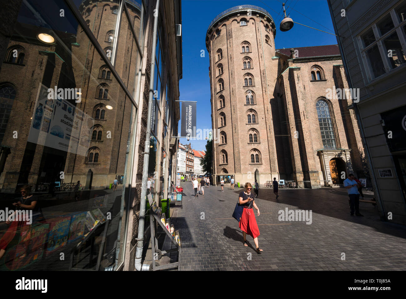 Kopenhagen. Dänemark. Der runde Turm (Rundetaarn Købmagergade) auf. Turm aus dem 17. Jahrhundert als eine Sternwarte gebaut. Stockfoto