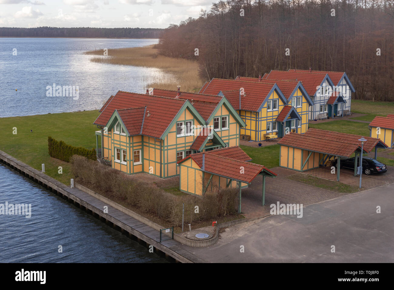 Abwicklung von lackierten Rahmen Häuser in Deutschland. Stockfoto