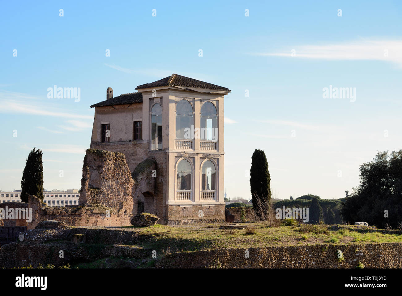 Farnese Lodge oder Casina Farnese Renaissance Haus & Loggia Palatin und Gärten, Rom, Italien Stockfoto