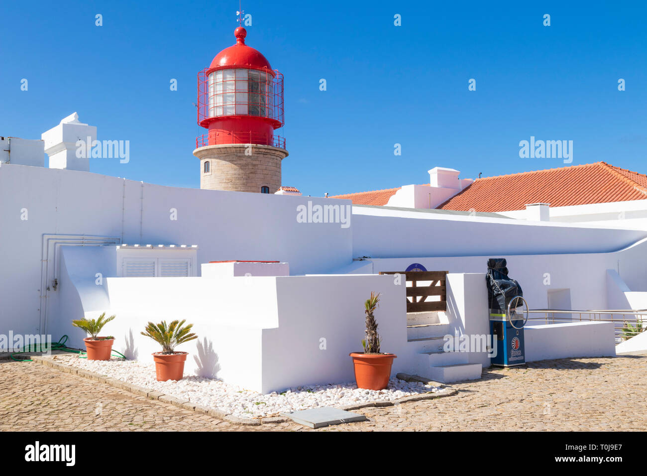 Kap St. Vincent Leuchtturm Kap St. Vincent in Sagres Portugal Algarve Portugal EU Europa Stockfoto