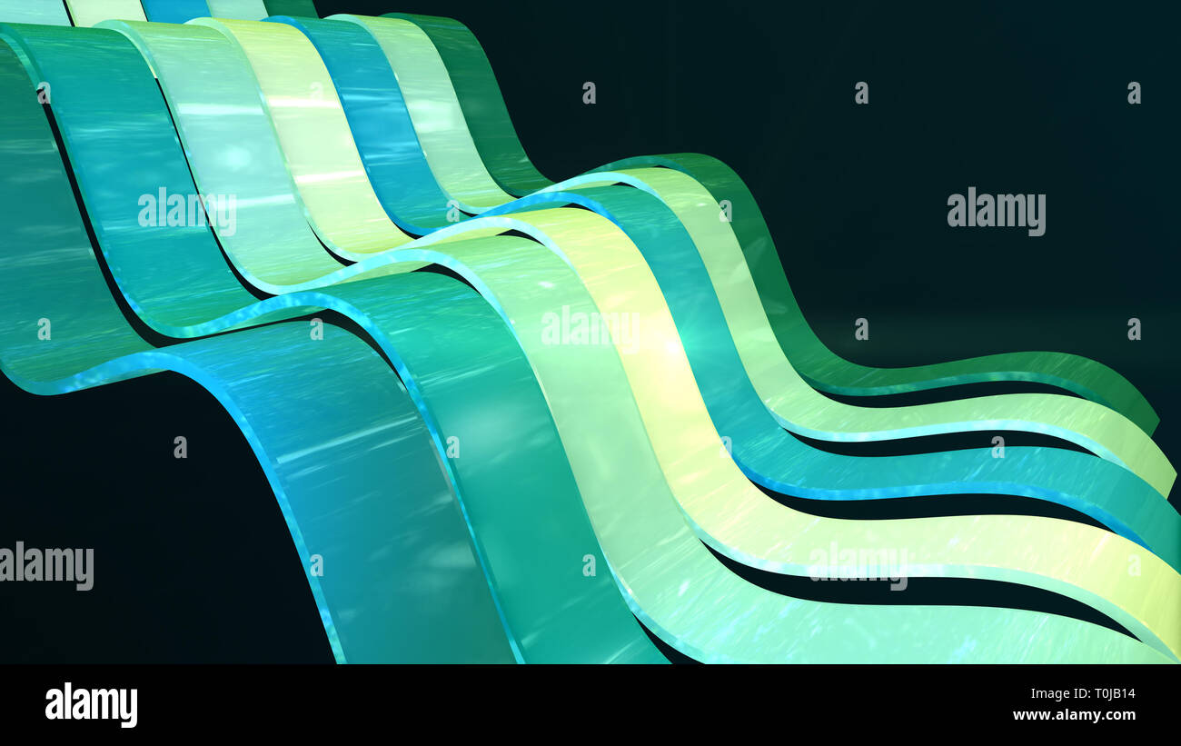 Zusammenfassung Hintergrund mit Winkenden bunten Streifen. Geometrische 3D-Darstellung Stockfoto