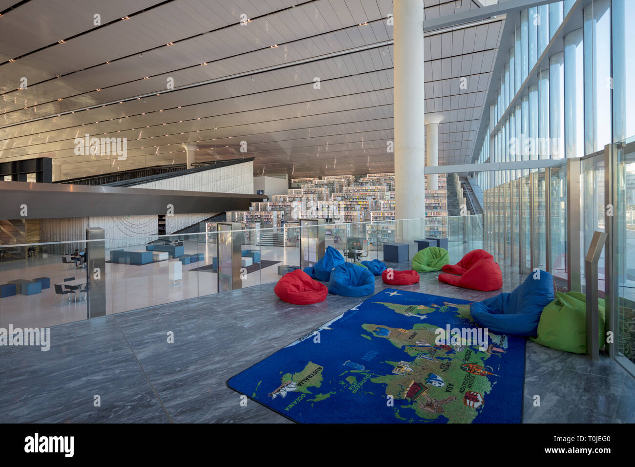 Kinder Sitzecke, Qatar National Library Building, Bildung Stadt, Katar, von Rem Koolhaas, 2017 Stockfoto