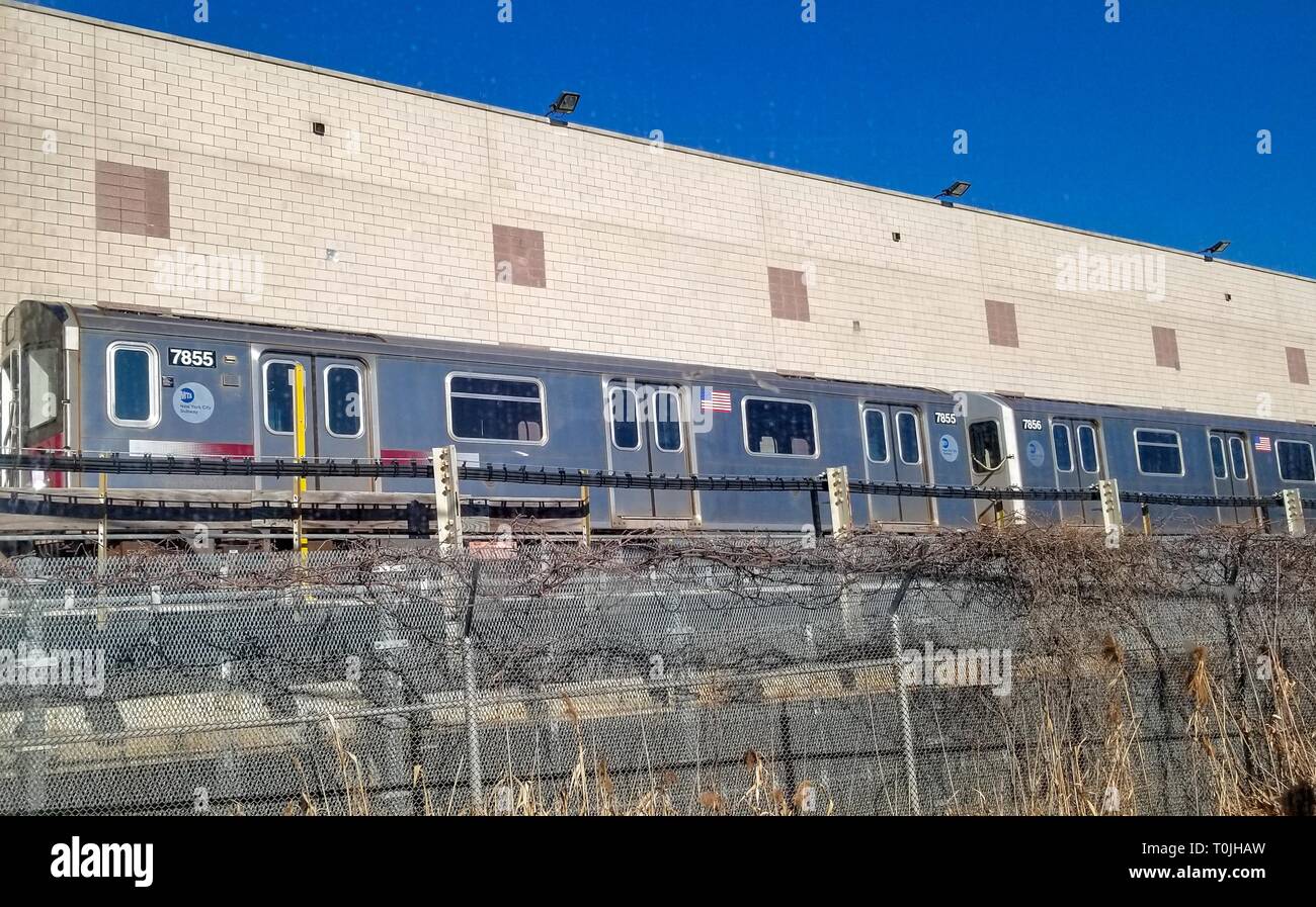 MTA U-Autos im Corona Maintenance Facility in Willets Punkt, Queens, New York City, New York, 6. Februar 2019. () Stockfoto