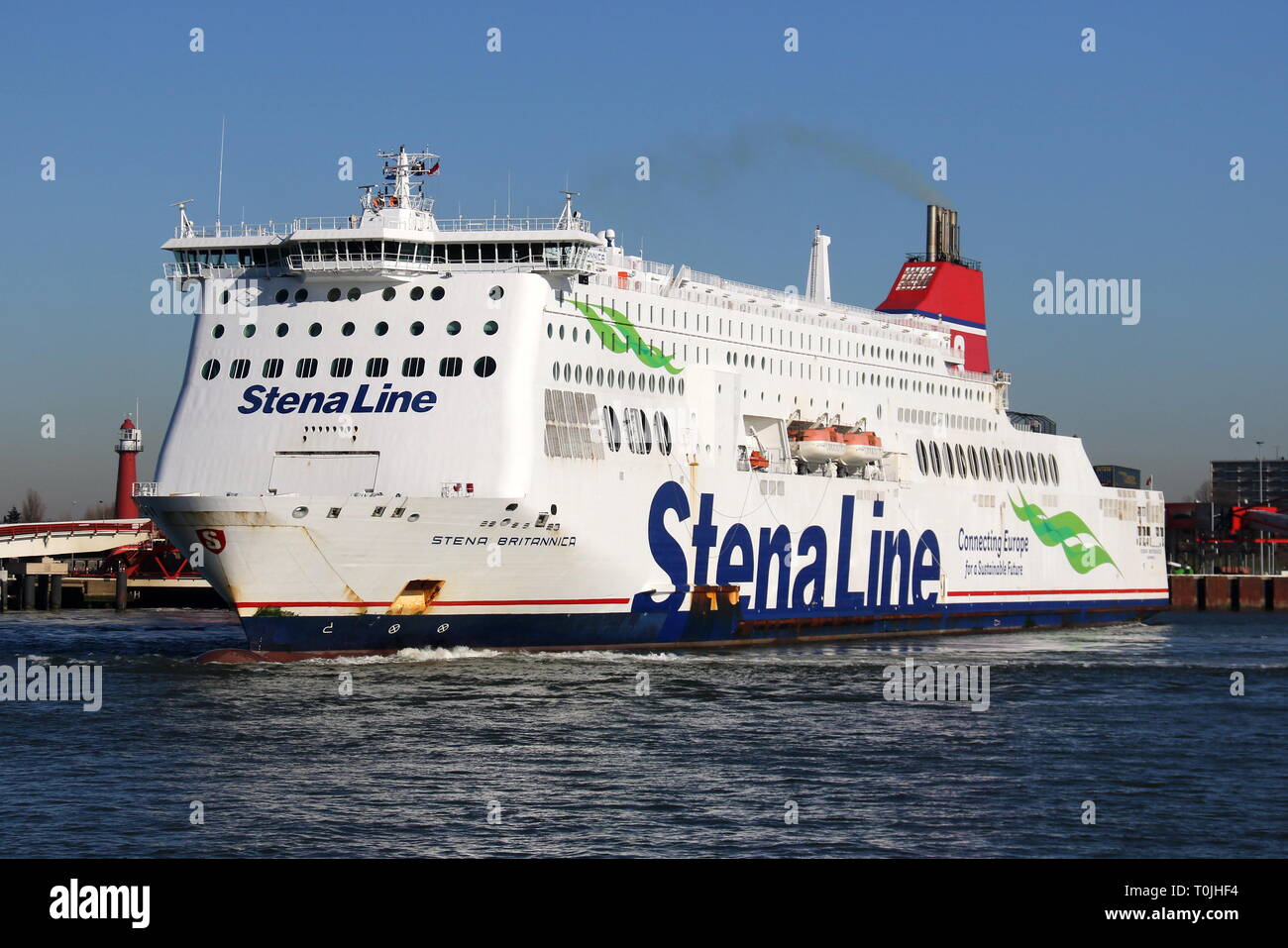 Die Fähre Stena Britannica verlässt den Hafen von Rotterdam am 15.02.2019. Stockfoto
