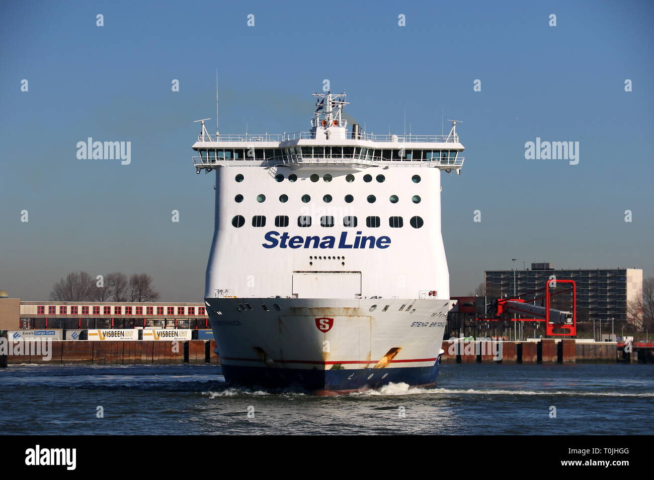 Die Fähre Stena Britannica verlässt den Hafen von Rotterdam am 15.02.2019. Stockfoto