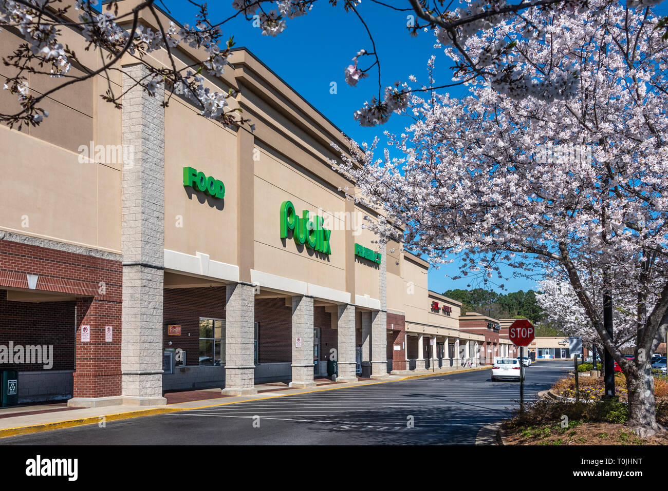 Publix Supermarkt (der größten und am schnellsten wachsenden Unternehmen im Besitz der Mitarbeiter Supermarktkette in den USA) in Lawrenceville (Atlanta), Georgia. (USA) Stockfoto