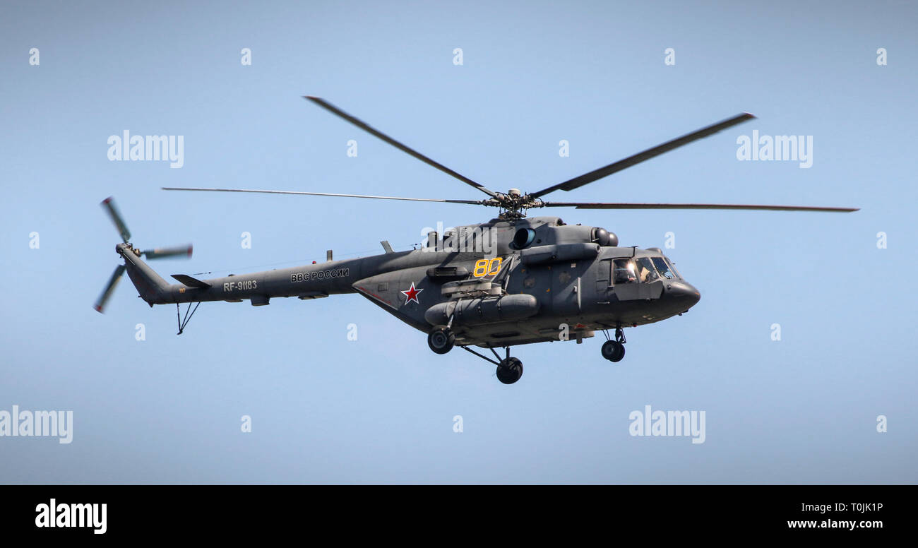 Russische Luftwaffe Mil Mi-8MTV-5 Hip. Stockfoto