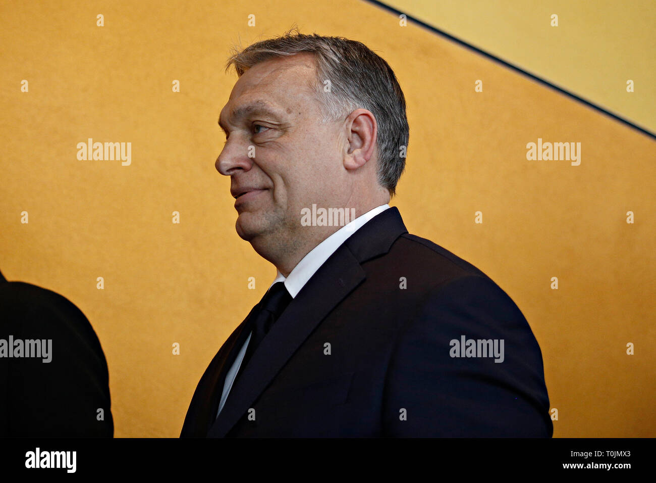 Brüssel, Belgien. 20. März 2019. Der ungarische Premierminister Victor Orban kommt für die Europäische Volkspartei (EVP) im Europäischen Parlament. Alexandros Michailidis/Alamy leben Nachrichten Stockfoto