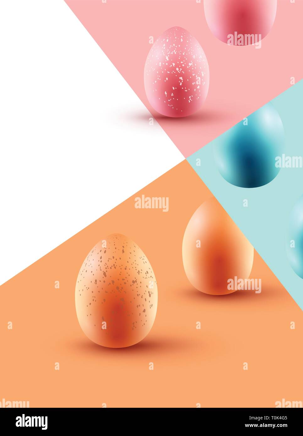 Frohe Ostern Tag mit verzierten Eiern. Moderne abstrakte Komposition Layout in Pastellfarben. Vector Illustration. Stock Vektor