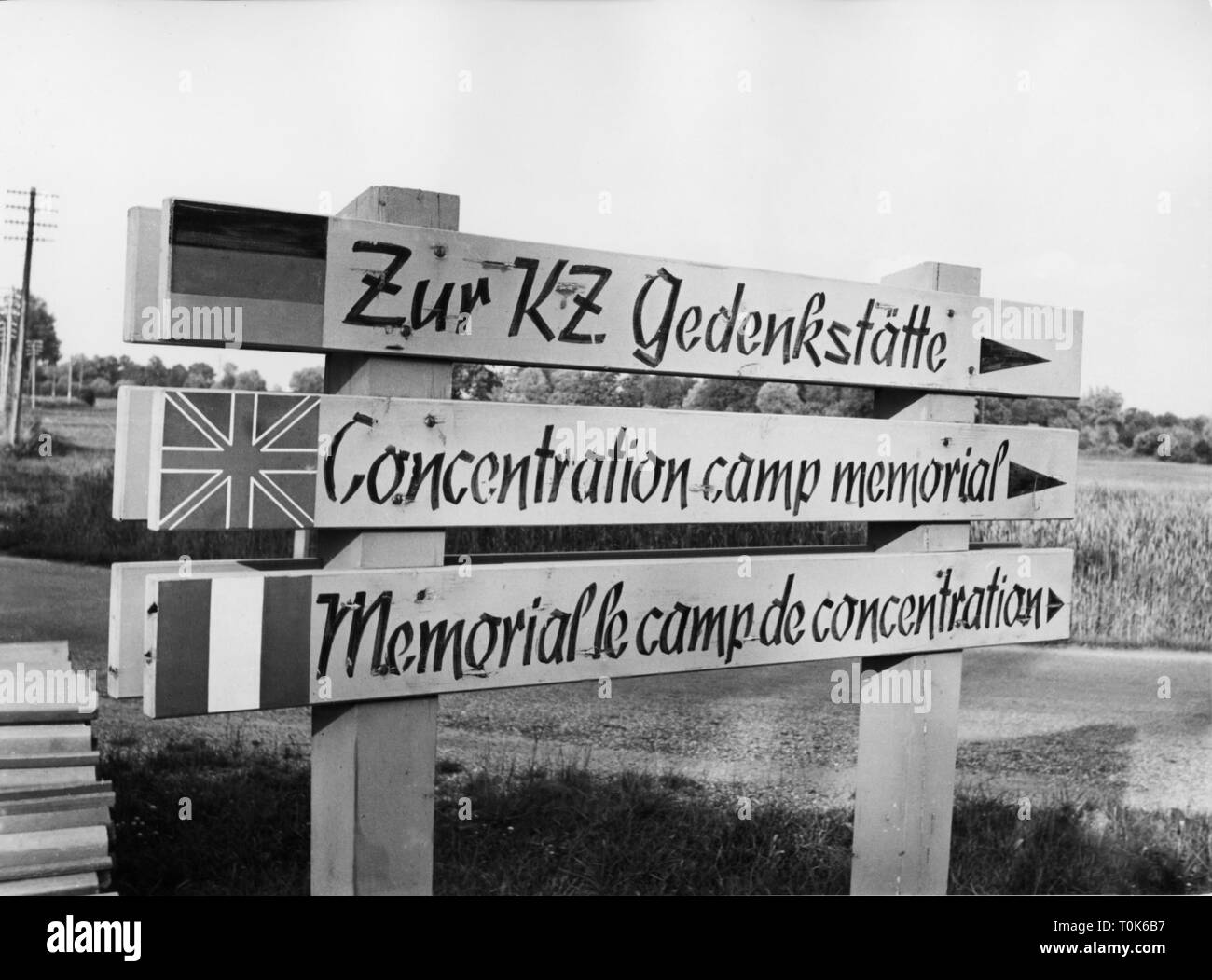 Geographie/Reisen, Deutschland, Dachau, Konzentrationslager, Gedenkstätte, Zeichen, 1960, Additional-Rights - Clearance-Info - Not-Available Stockfoto