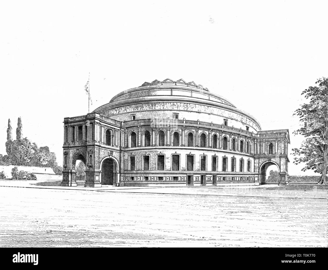 Geographie/Reisen, Großbritannien, London, Gebäude, Royal Albert Hall, errichtet 1867-1871, Außenansicht, Illustration aus "enkmaeler der Kunst' (Denkmäler der Kunst), von Wilhelm Luebke und Carl-von Luetzow, 3. Auflage, Stuttgart 1879, Band 2, Stahlstich, Kapitel über Architektur, Platte LXIII, 19. Jahrhundert, England, Gebäude, Denkmaler, Denkmäler, Lubke, Lübke, Lützow, Lützow, historischen, geschichtlichen, Additional-Rights - Clearance-Info - Not-Available Stockfoto