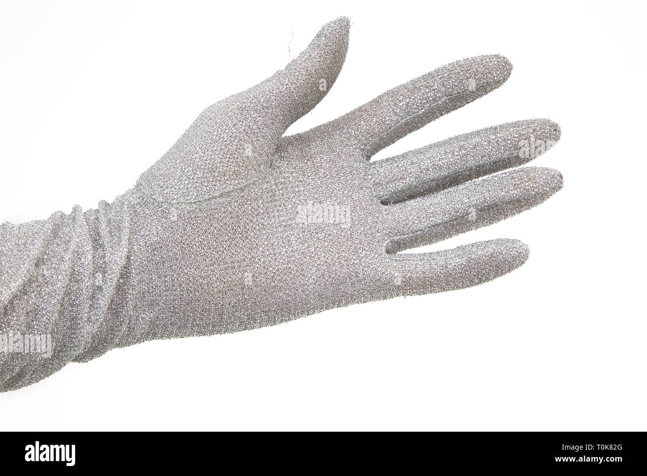 Ellenbogen Länge Silber Abend Handschuhe Stockfoto