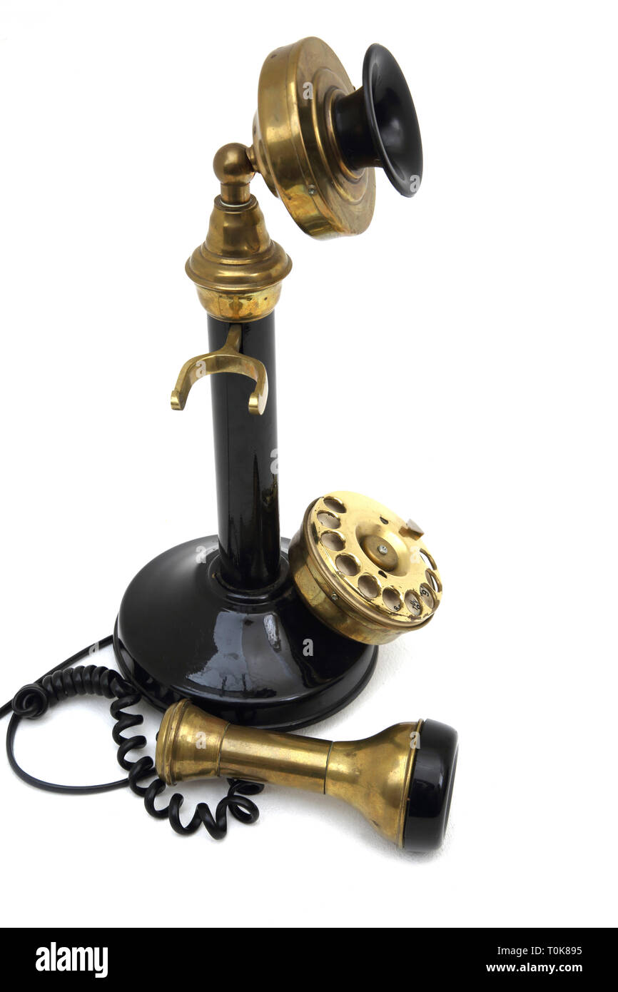 Antike Leuchter Telefon Receiver aus der Gabelumschalter Stockfoto