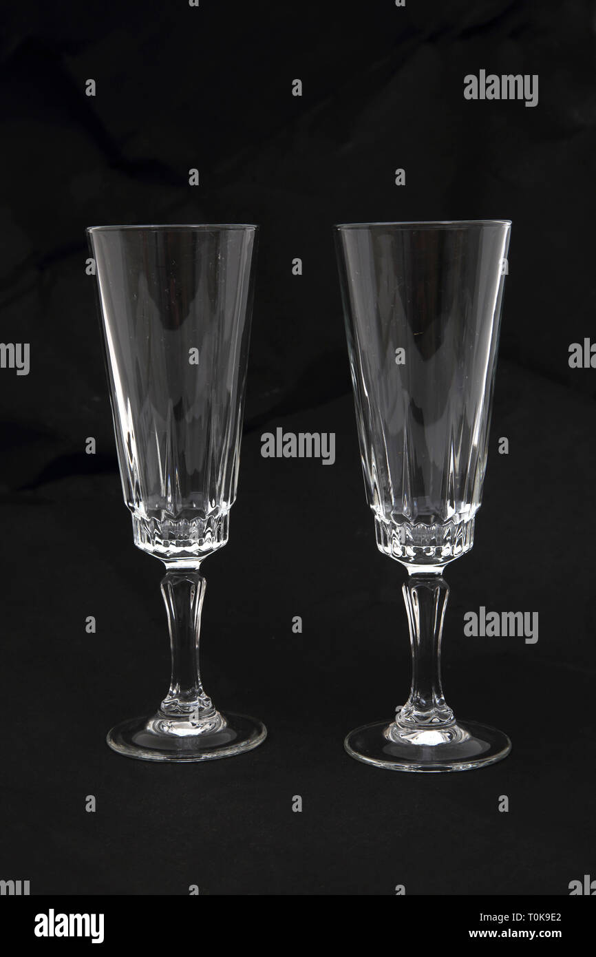 Französische Crystal Champagne Flutes Stockfoto