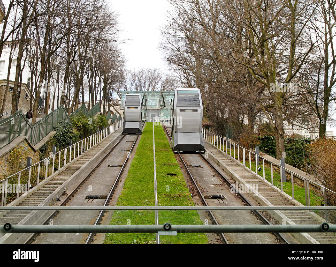 Seilbahn Seilbahn am Montmartre in Paris. Stockfoto