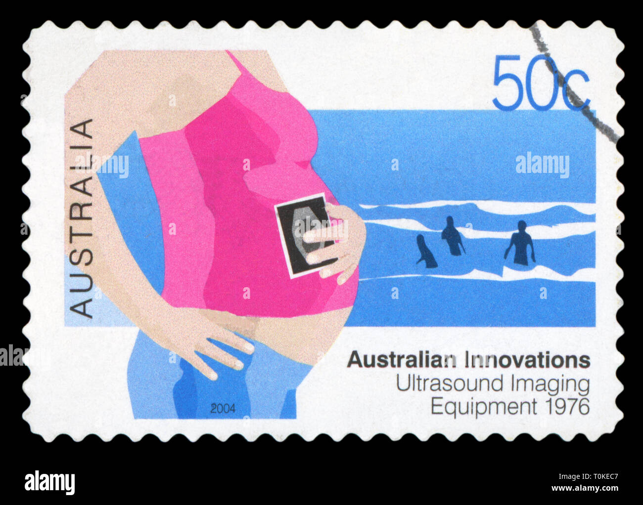 Australien - ca. 2004: Eine gebrauchte Briefmarke aus Australien, australische Innovationen - diese eine zum Gedenken an Imaging-Ultraschallgerät zu feiern, Stockfoto