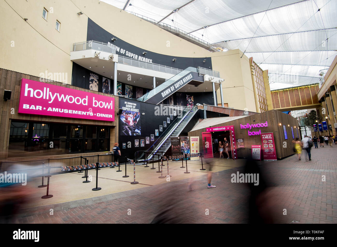 Beginn der Ausstellung der Superhelden in der O2 Arena, London, UK Stockfoto