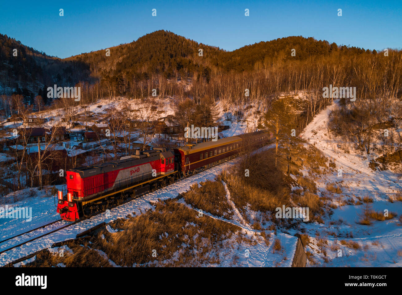 Transsibirische Eisenbahn am Baikalsee, Russland Stockfoto