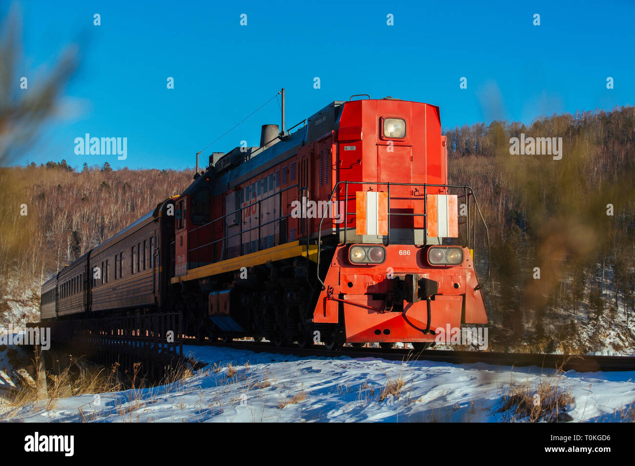 Transsibirische Eisenbahn am Baikalsee, Russland Stockfoto