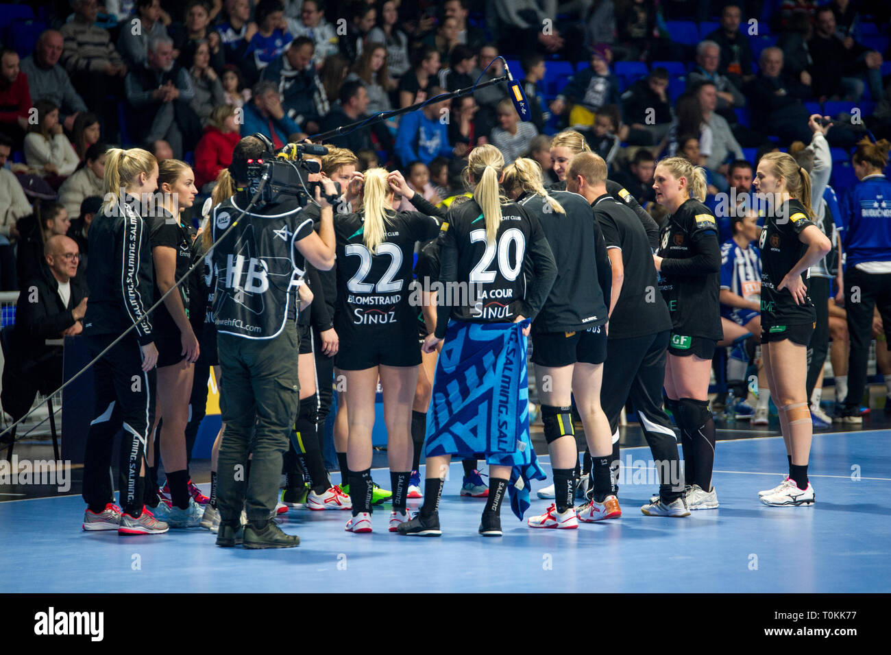 Odense HC auf Match gegen Buducnost Podgorica, Frauen Champions League Stockfoto