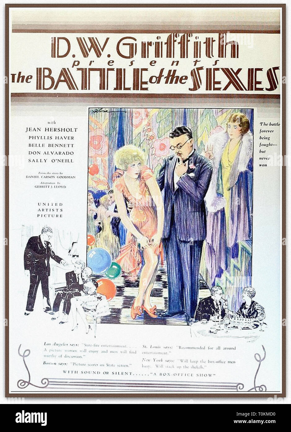 Die Schlacht der Geschlechter 1928 - Vintage pre-code Silent movie poster Stockfoto