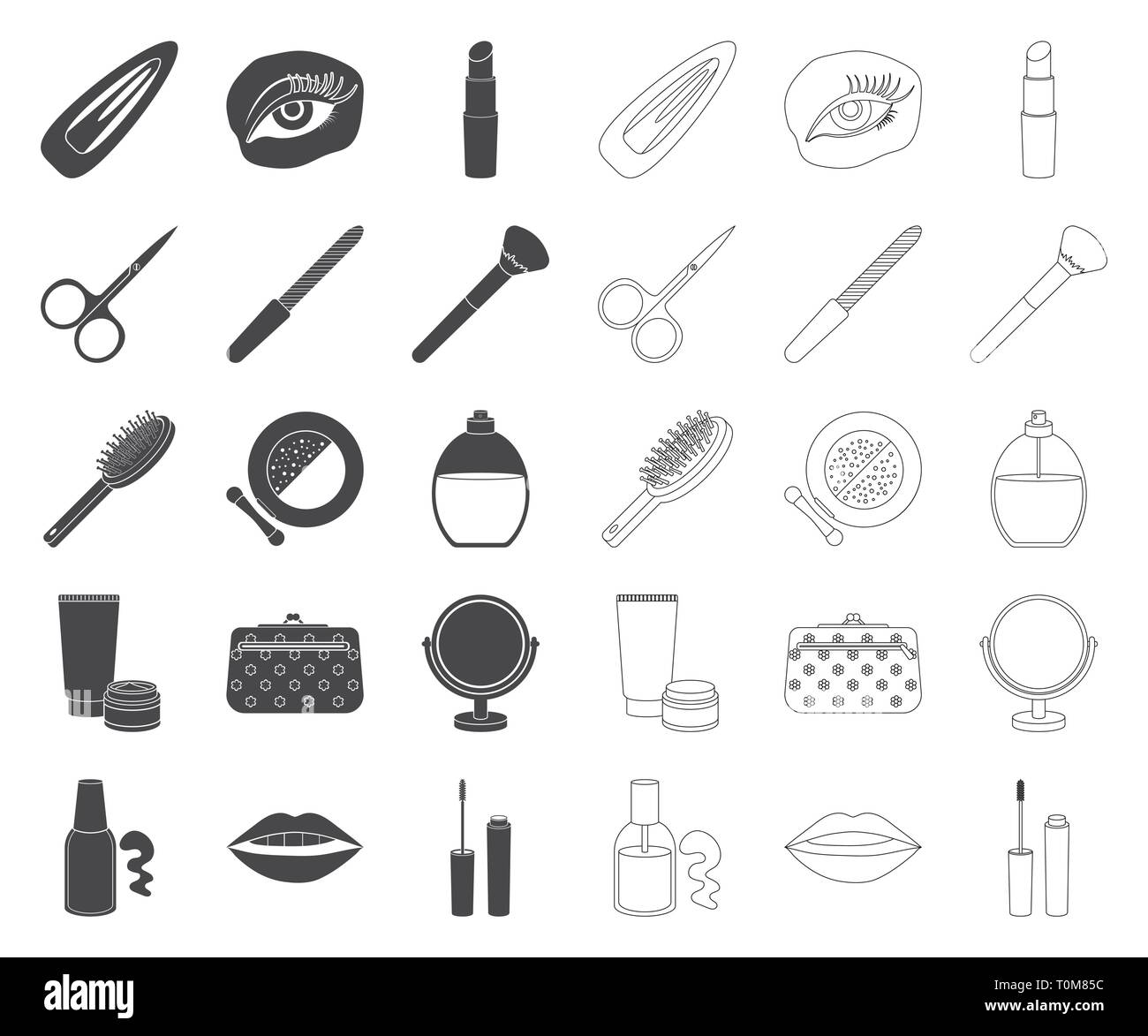 Zubehör, Aussehen, angewandte Kunst, Tasche, Schönheit, schwarz, Outline, Körper, Pinsel, Pflege, Sammlung, Kosmetik, Kosmetik, Creme, Design, Ausstattung, Augenbrauen, Gesicht, Datei, Haarbürste, Haarnadel, Icon, Illustration, isoliert, Lippen, Lippenstift, Logo, Make-up, Mascara, Spiegel, Nagel, lackiert, Parfüm, Polnisch, Pulver, Schere, Satz, Zeichen, Symbol, Werkzeug, Vector, Vektor, Vektoren, Stock Vektor