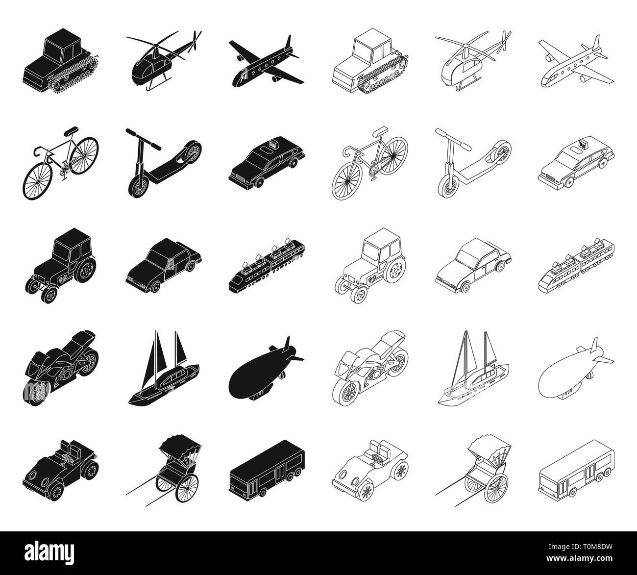 Luft, Flugzeug, Luftschiff, Kunst, Fahrrad, schwarz, Outline, Bus, Auto, Warenkorb, Sammlung, Design, verschiedene, Golf, Hubschrauber, Icon, Illustration, isoliert, kubisch, Logo, Motorrad, Bewegung, Rikscha, Straße, Scooter, Meer, Satz, Zeichen, Symbol, Taxi, Technik, verfolgt, Traktor, Bahn, Verkehr, Transport, LKW, Typ, Vektor-, Fahrzeug-, Web-, Yacht Vektor Vektoren, Stock Vektor