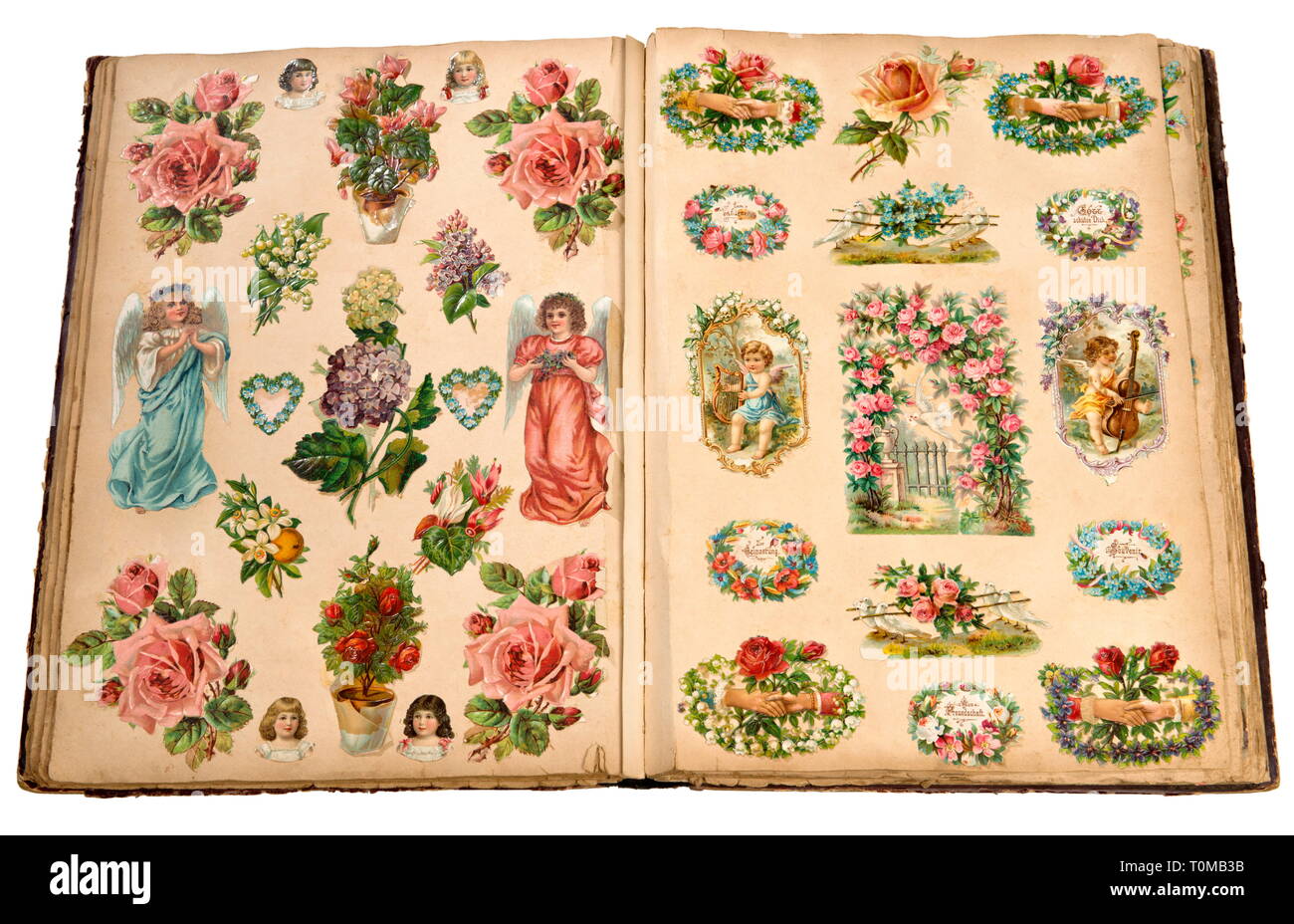 Kitsch/Karten/Souvenir, album von Versen, öffnen Sie die Seite, Lithographie, Deutschland, ca. 1893, Additional-Rights - Clearance-Info - Not-Available Stockfoto