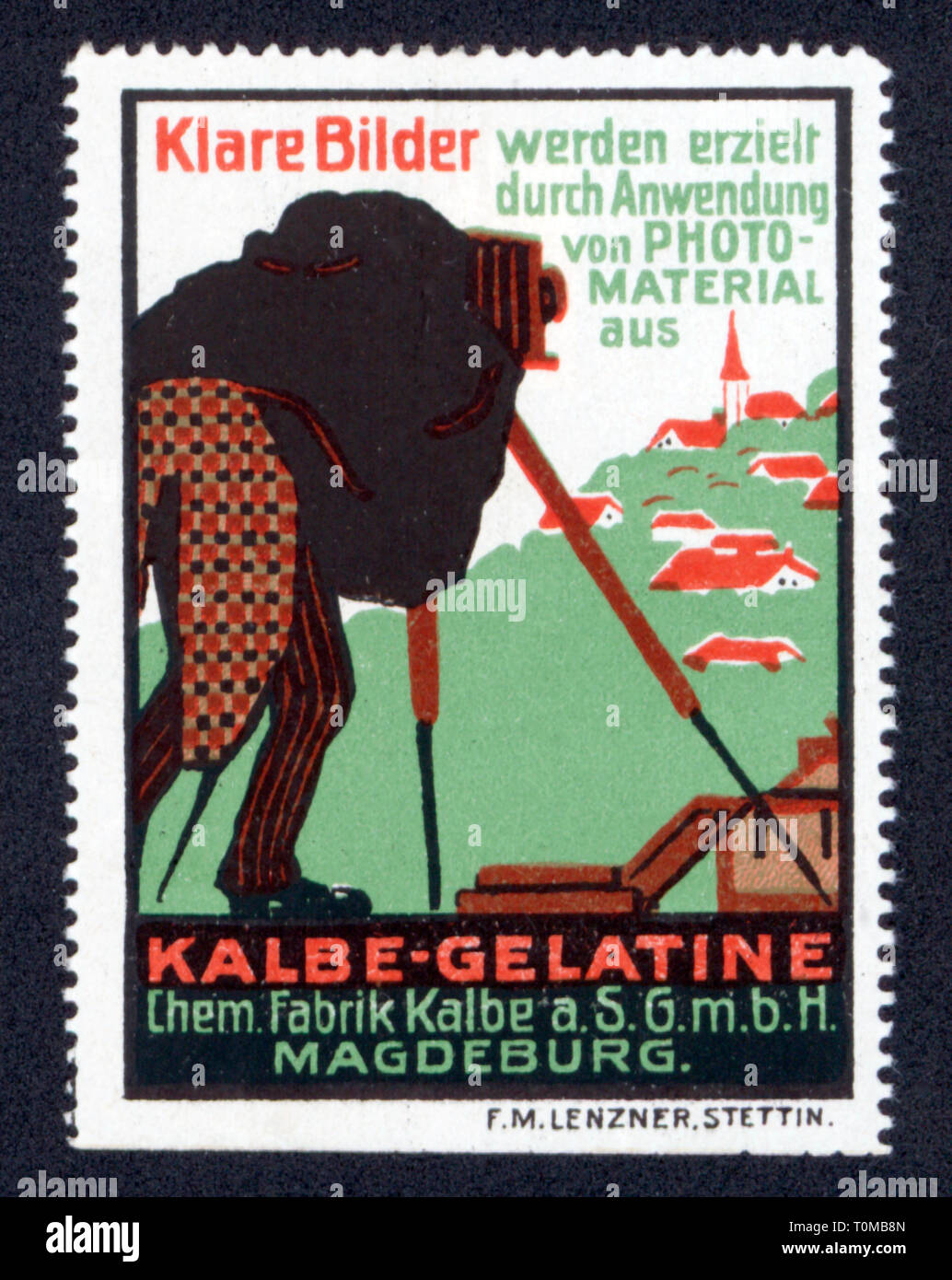 Werbung, Plakat Briefmarken, Fotomaterial, Chemische Fabrik Kalbe GmbH, Magdeburg, Drucken: F.M. Lenzner, Szczecin, um 1910, Additional-Rights - Clearance-Info - Not-Available Stockfoto