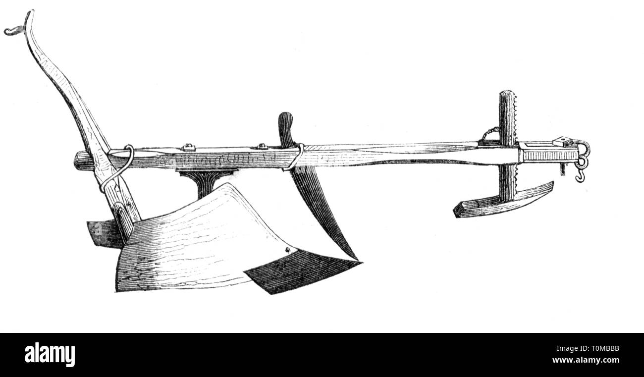 Landwirtschaft, Geräte, Pflug, Pflug aus der Werkstatt von Johann Nepomuk von Schwerz, Hohenheim, circa 1845, Additional-Rights - Clearance-Info - Not-Available Stockfoto