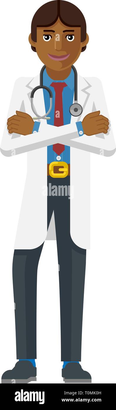 Jungen asiatischen Arzt Zeichentrickfigur Stock Vektor