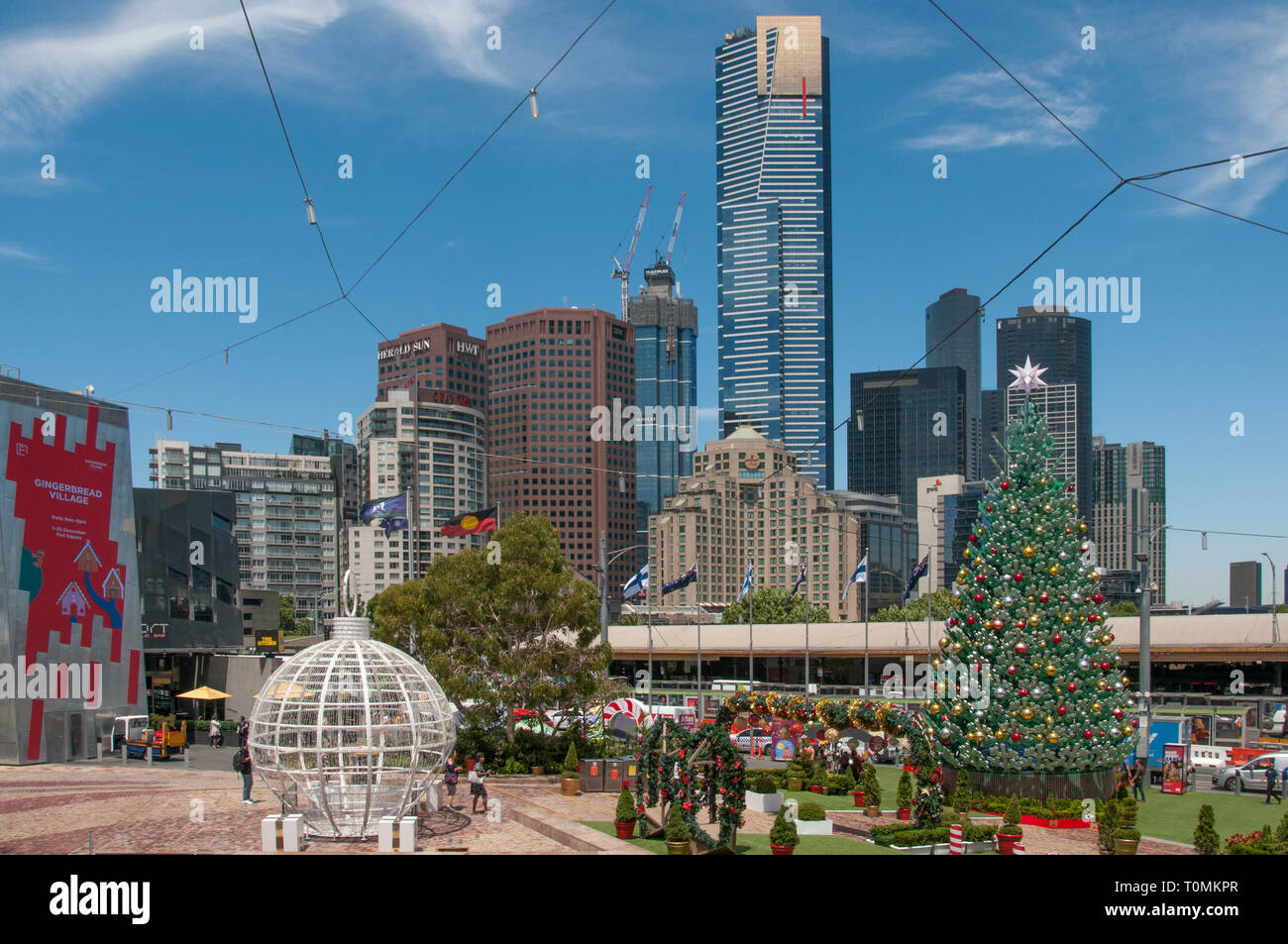 Weihnachten am Federation Square in Melbourne, Australien, Dezember 2018 Stockfoto